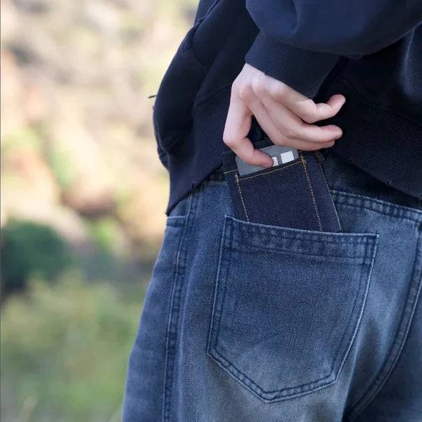 Denim-Inspired Mini Folding Wallet
