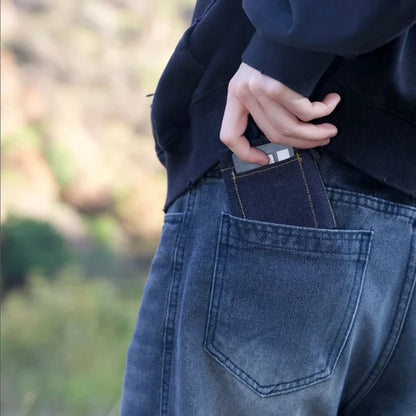 Denim-Inspired Mini Folding Wallet