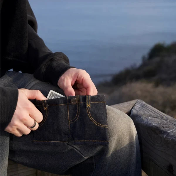 Denim-Inspired Mini Folding Wallet