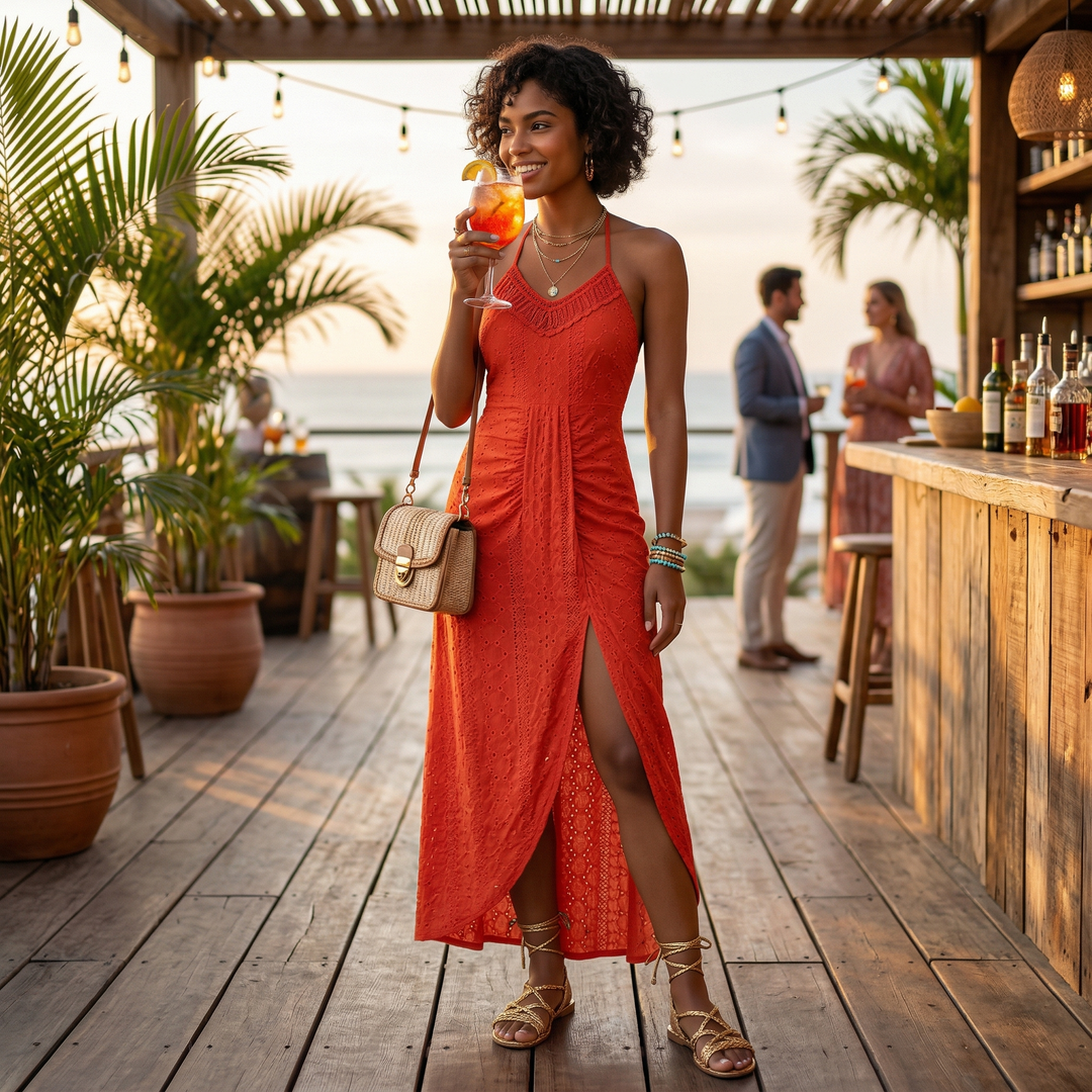 Women’s Elegant Lace Halter Wrap Maxi Dress