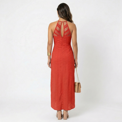 Women’s Elegant Lace Halter Wrap Maxi Dress