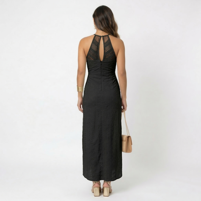 Women’s Elegant Lace Halter Wrap Maxi Dress