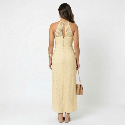 Women’s Elegant Lace Halter Wrap Maxi Dress