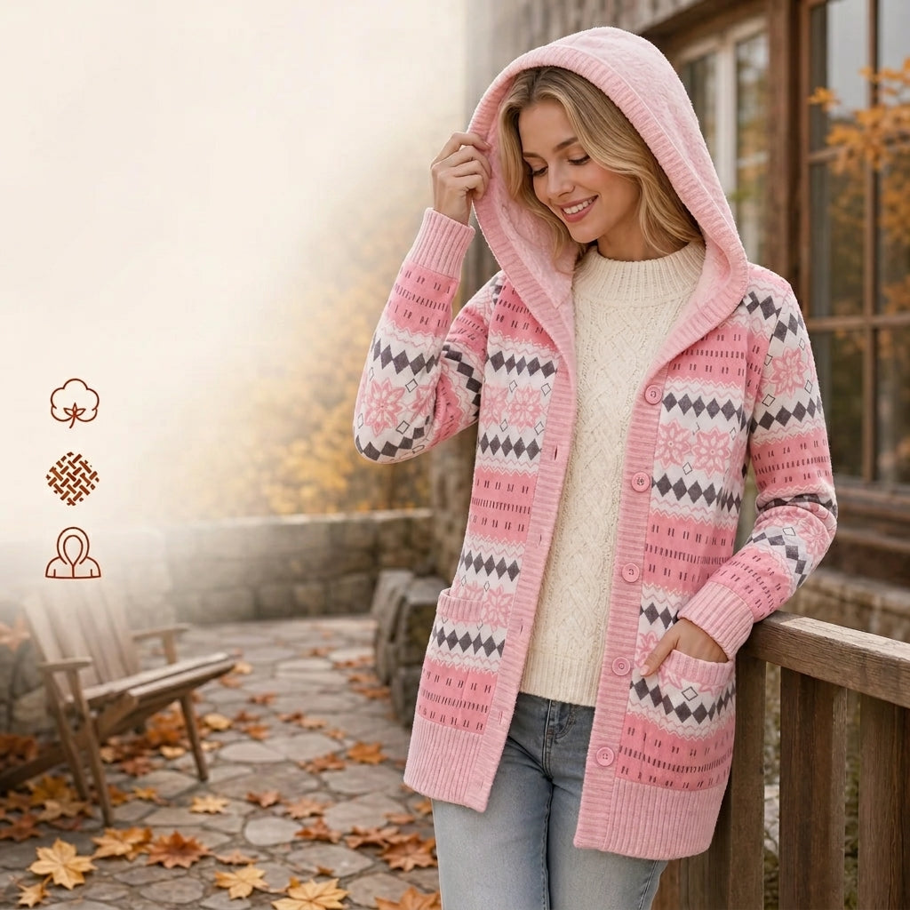 Women's Hooded Button-Front Knit Cardigan