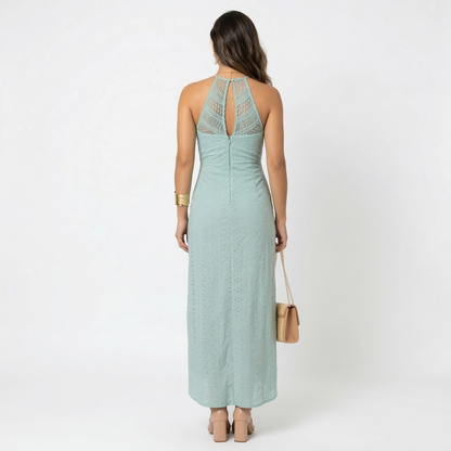 Women’s Elegant Lace Halter Wrap Maxi Dress