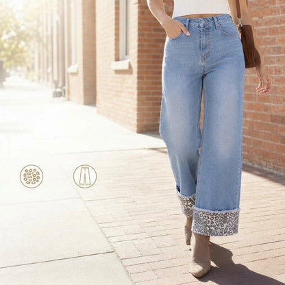 Women's Leopard Print Cuffed Jeans