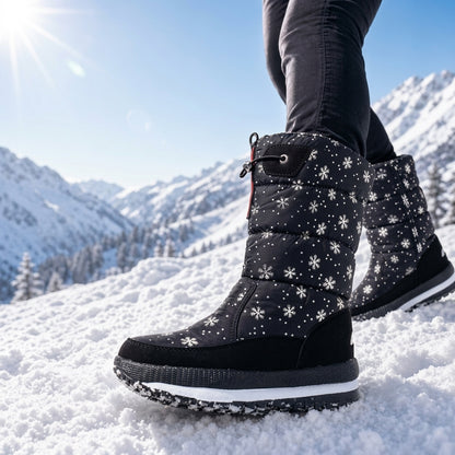 Women's Snowflake Print Mid-Calf Winter Boots