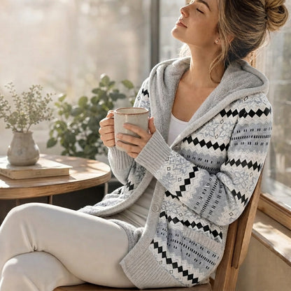 Women's Hooded Button-Front Knit Cardigan