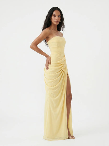 Women's Strapless Draped Evening Dress