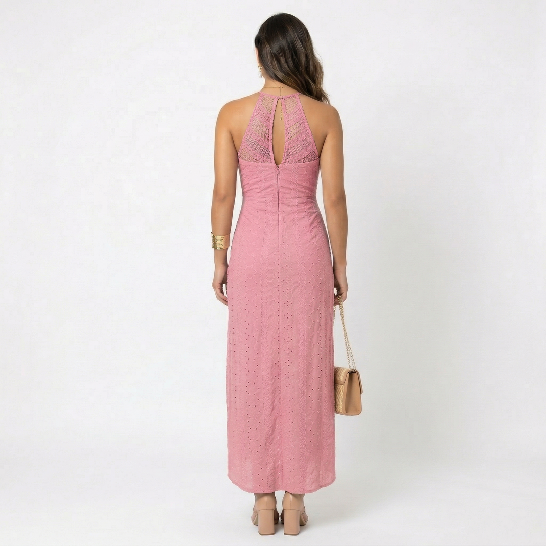Women’s Elegant Lace Halter Wrap Maxi Dress