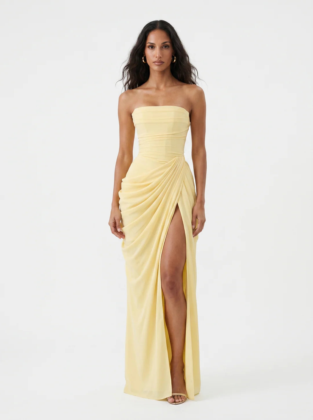 Women's Strapless Draped Evening Dress