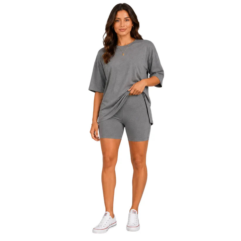 Women's Relaxed Tee & Biker Shorts Set