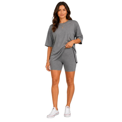 Women's Relaxed Tee & Biker Shorts Set