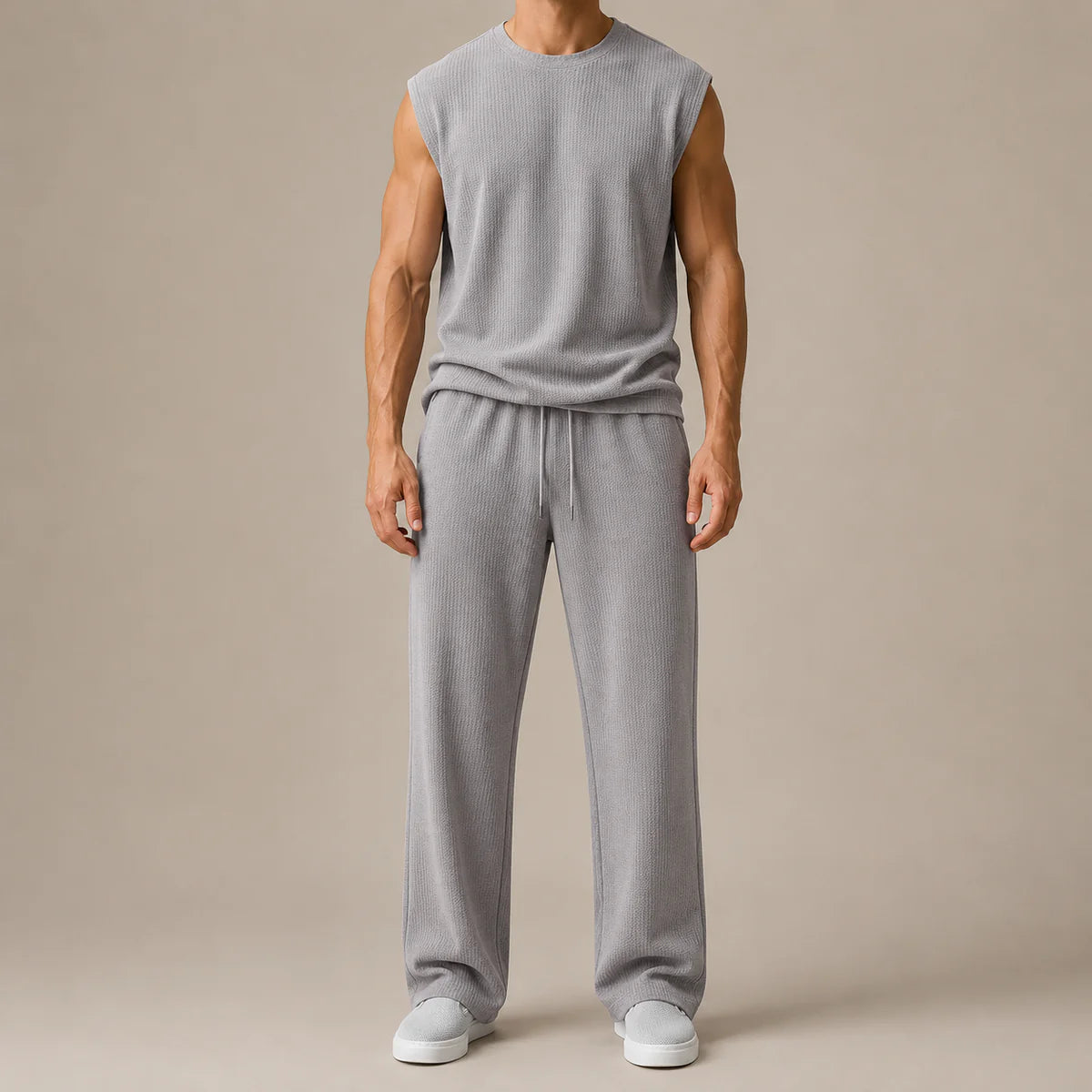 Men's Sleeveless Knit Pants Set
