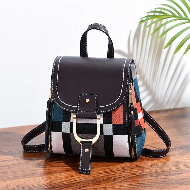 Women's Geometric Patchwork Backpack