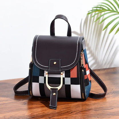 Women's Geometric Patchwork Backpack