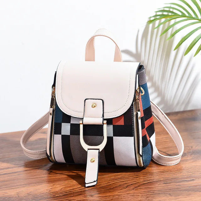 Women's Geometric Patchwork Backpack