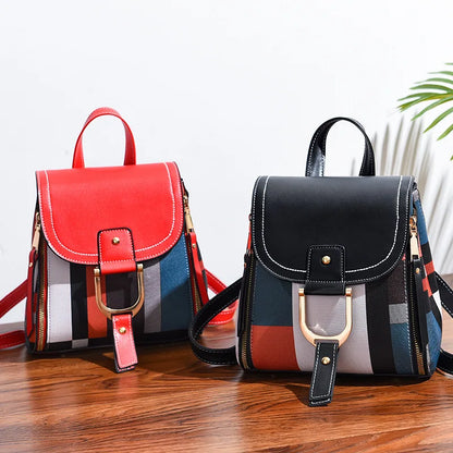 Women's Geometric Patchwork Backpack