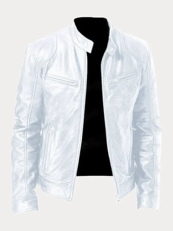 Men's Biker Casual Zipper Leather-Look Jacket