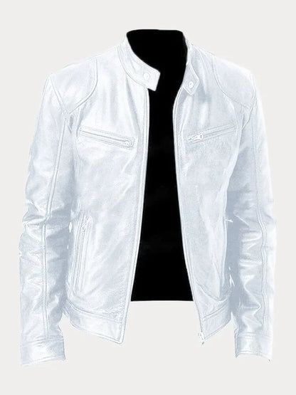 Men's Biker Casual Zipper Leather-Look Jacket