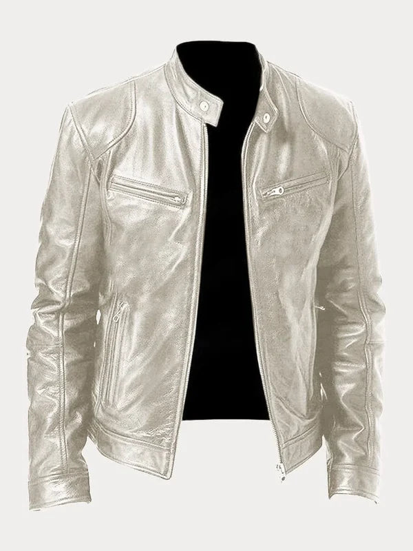 Men's Biker Casual Zipper Leather-Look Jacket
