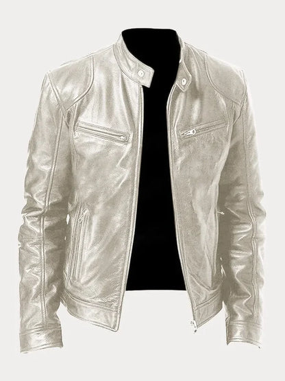 Men's Biker Casual Zipper Leather-Look Jacket