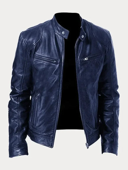 Men's Biker Casual Zipper Leather-Look Jacket