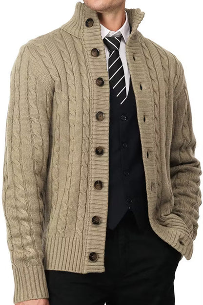 Men’s Stand Collar Button Knit Cardigan