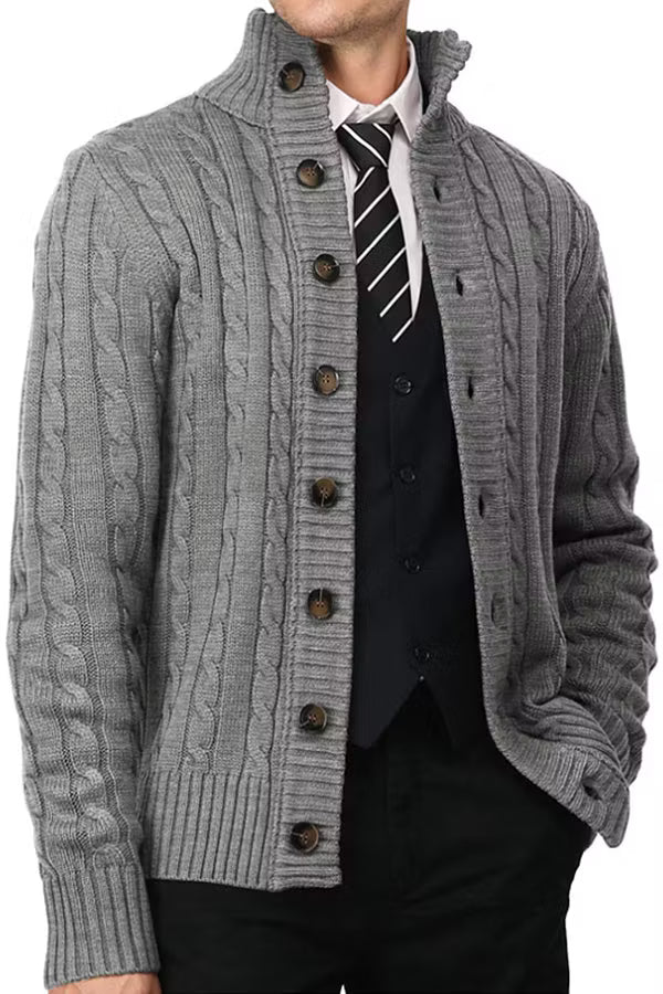 Men’s Stand Collar Button Knit Cardigan