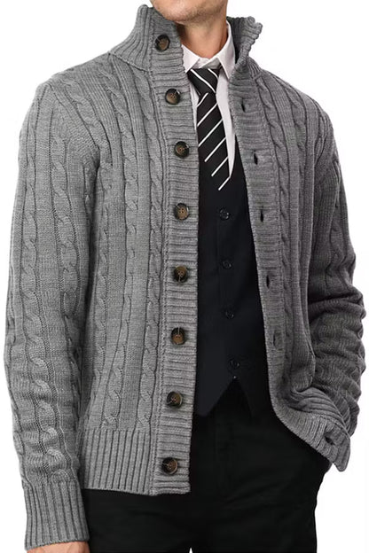 Men’s Stand Collar Button Knit Cardigan