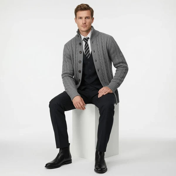 Men’s Stand Collar Button Knit Cardigan