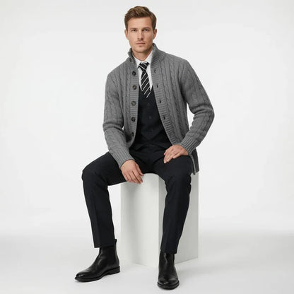 Men’s Stand Collar Button Knit Cardigan