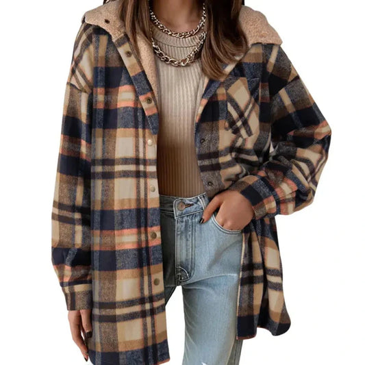 Women's Plaid Hooded Button-Front Jacket