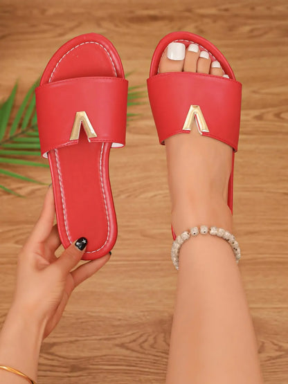 Women's V Accent Flat Slide Sandals