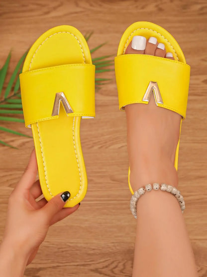 Women's V Accent Flat Slide Sandals