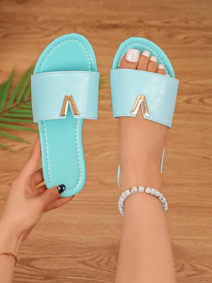 Women's V Accent Flat Slide Sandals
