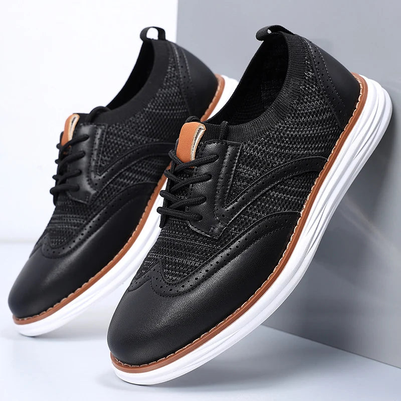 Men's Lace-Up Mesh Panel Casual Sneakers