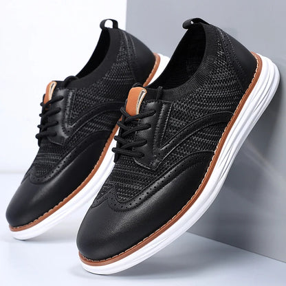 Men's Lace-Up Mesh Panel Casual Sneakers