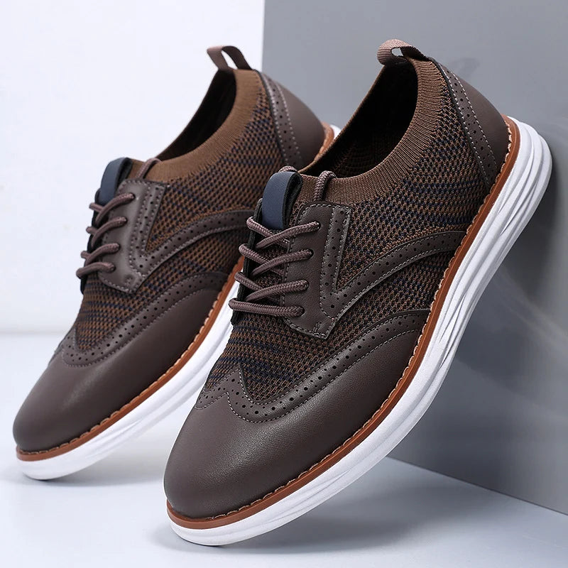 Men's Lace-Up Mesh Panel Casual Sneakers
