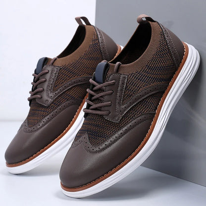 Men's Lace-Up Mesh Panel Casual Sneakers