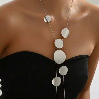 Geometric Disc Drop Necklace