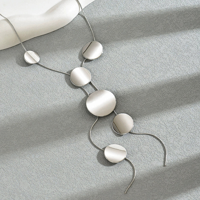 Geometric Disc Drop Necklace