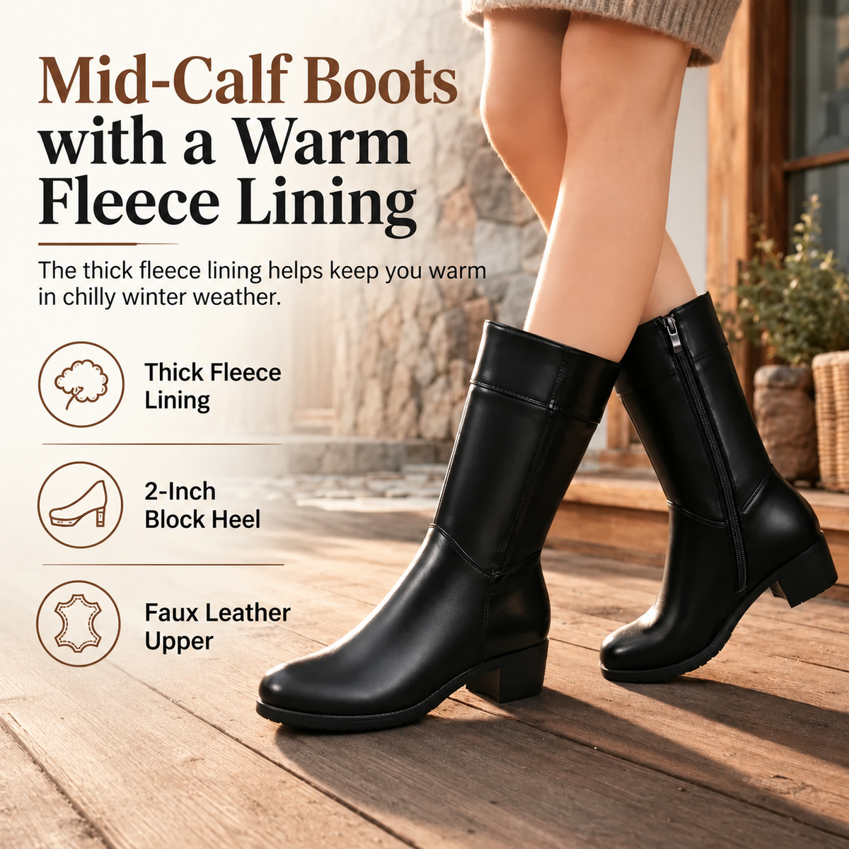 Women's Knee-High Block Heel Boots