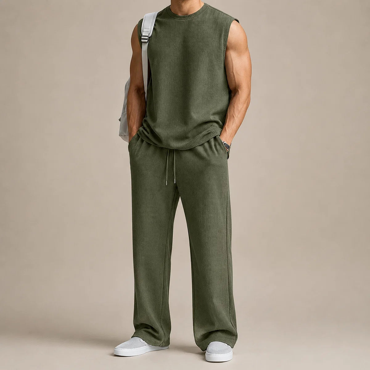 Men's Sleeveless Knit Pants Set