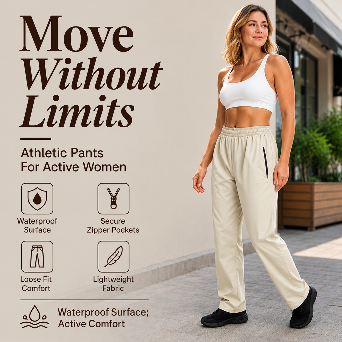 Women's Casual Zipper Pocket Pants