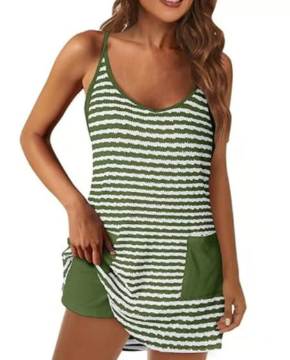 Women's Striped Sleeveless Romper Dress