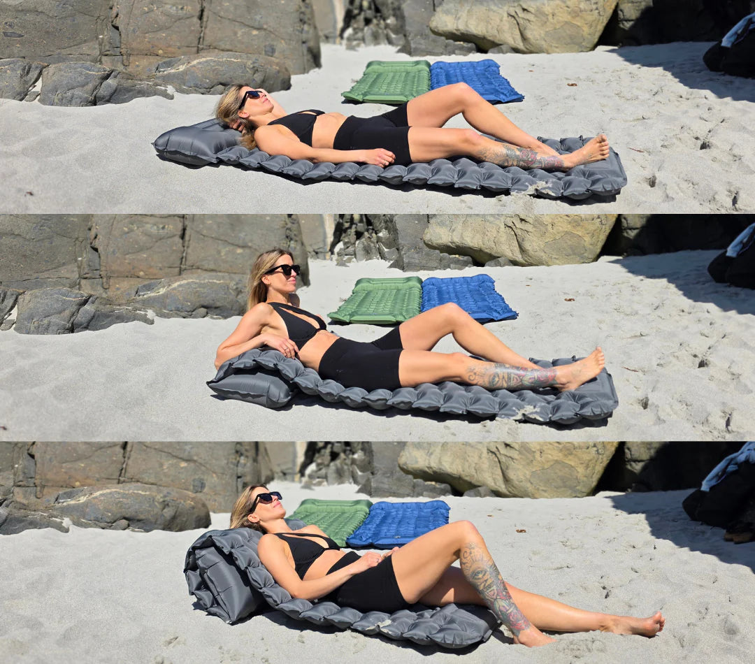 Inflatable Camping Sleeping Pad with Built-In Pillow