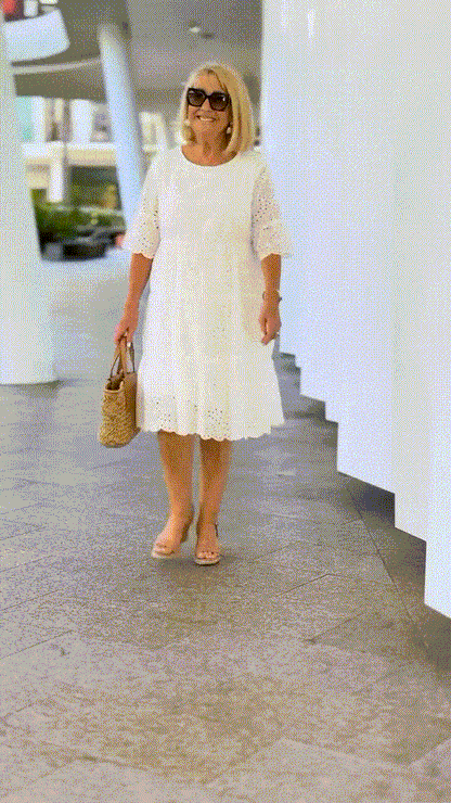Women’s Floral Eyelet Embroidered Tiered Dress