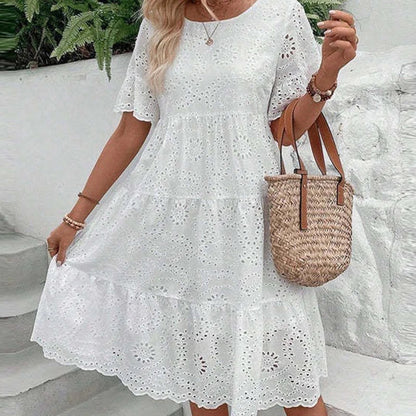 Women’s Floral Eyelet Embroidered Tiered Dress