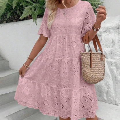 Women’s Floral Eyelet Embroidered Tiered Dress